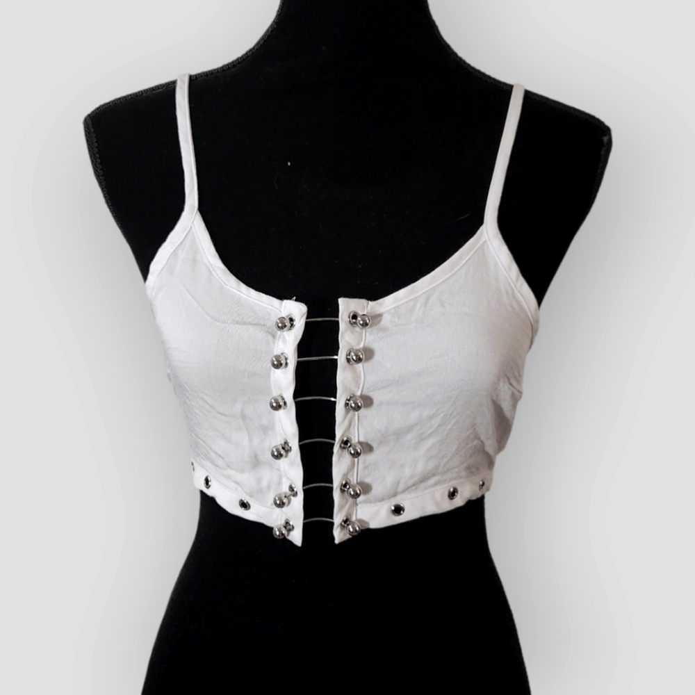 White Split Bolt Crop Cami Top 🤍
